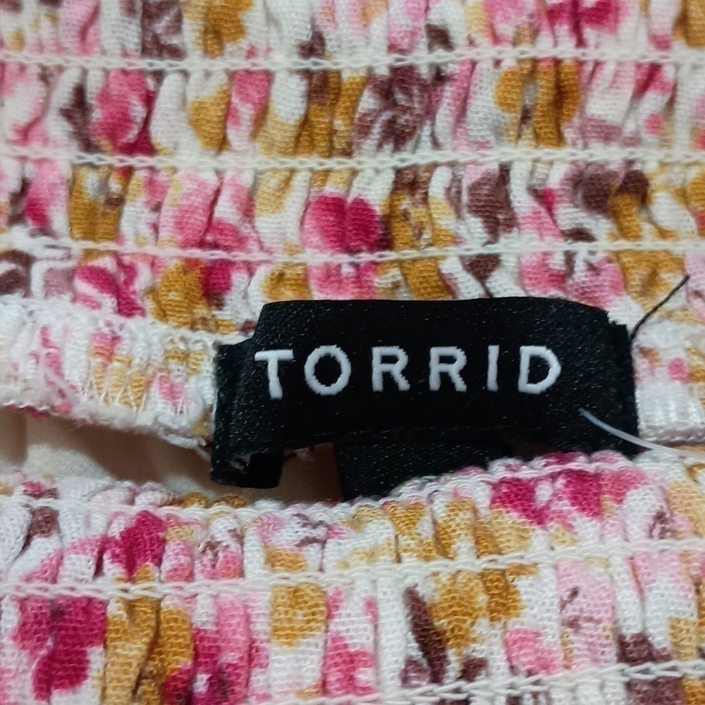 Torrid NWT Floral Elastic Waist Tea Length Skirt Size 2 equivalent to an 18-20 - Picture 3 of 12